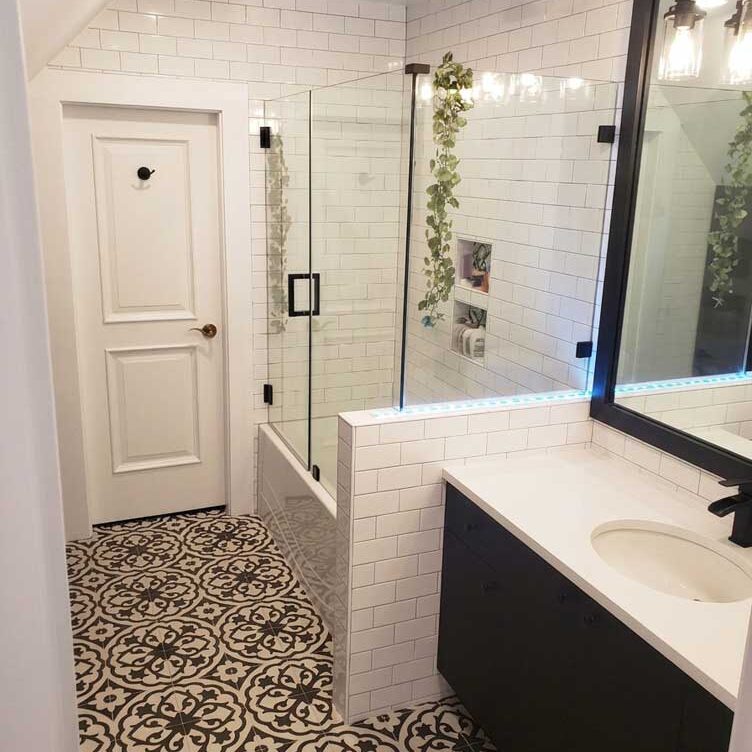 bathroom floor and wall